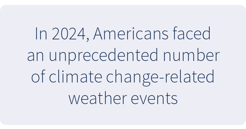 IN 2024, Americans faced an unprecedented number of climate change-related weather events