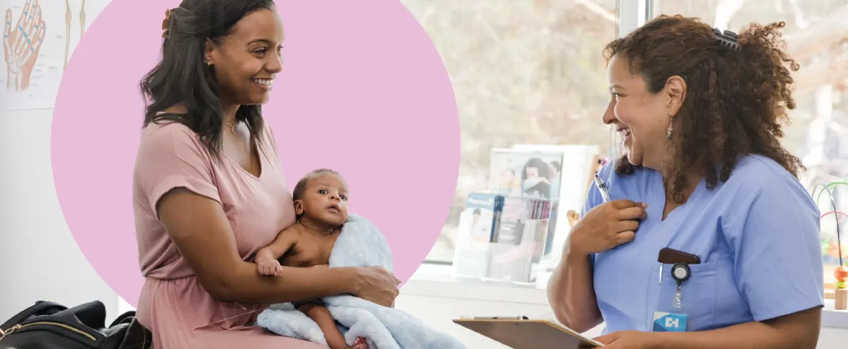 Mother and child with provider